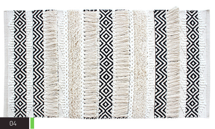 9 שטיח מלבני בוהו 100% כותנה - דגמים ומידות לבחירה