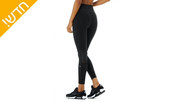 3 טייץ 7/8 לנשים Alo Yoga דגם High-Waist Moto Legging בצבע שחור