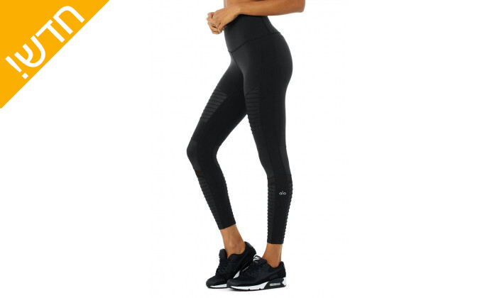 4 טייץ 7/8 לנשים Alo Yoga דגם High-Waist Moto Legging בצבע שחור