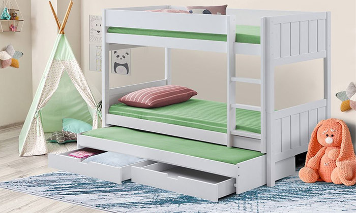 9 שמרת הזורע: מיטת קומותיים דגם אגדה עם אפשרות למיטת חבר - כולל שידת פינוק מתנה