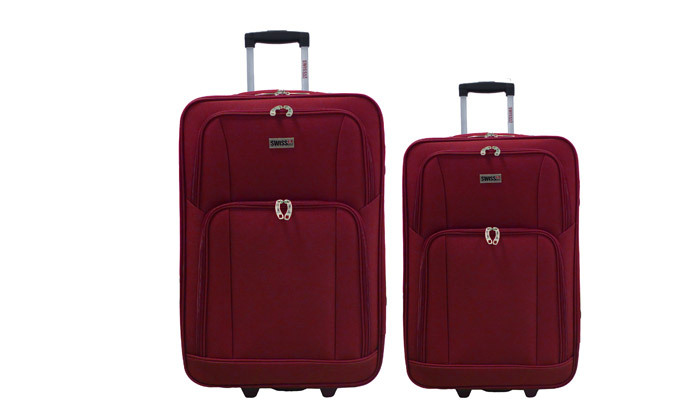 3 סט 2 מזוודות בד 24 ו-28 אינץ' SWISS CLUB בצבע אדום