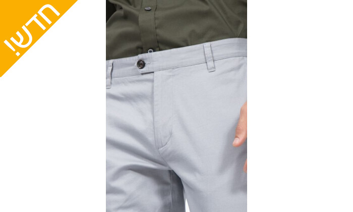4 מכנסי צ'ינו לגברים NAUTICA דגם TAILORED FIT בצבע אפור