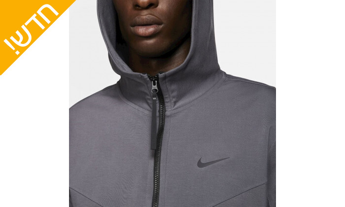 4 קפוצ'ון עם רוכסן לגבר נייקי Nike דגם Tech Pleece בצבע אפור