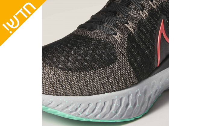 3 נעלי ריצה לגברים נייקי Nike דגם React Infinity Run FK2 בצבע שחור-אפור