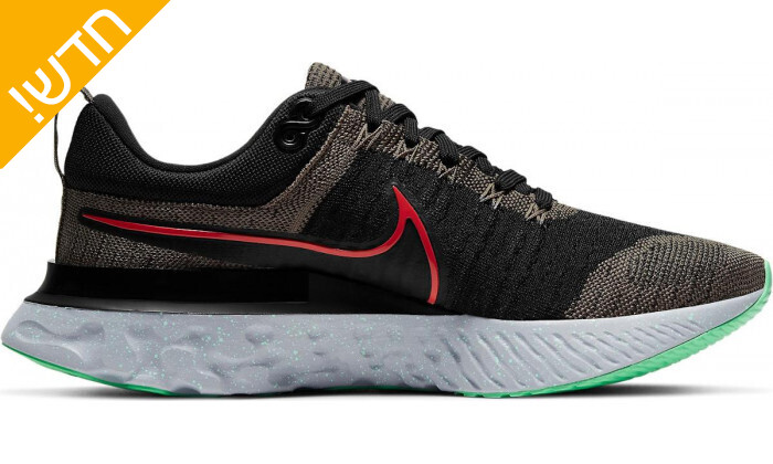 5 נעלי ריצה לגברים נייקי Nike דגם React Infinity Run FK2 בצבע שחור-אפור