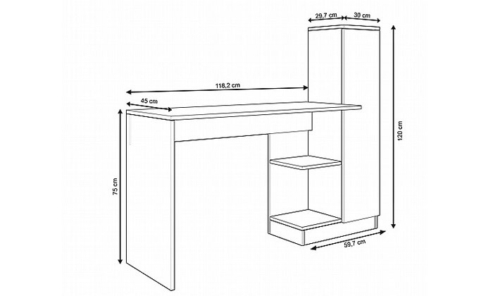 3 שולחן כתיבה משולב ארונית צד TUDO DESIGN דגם בריסל