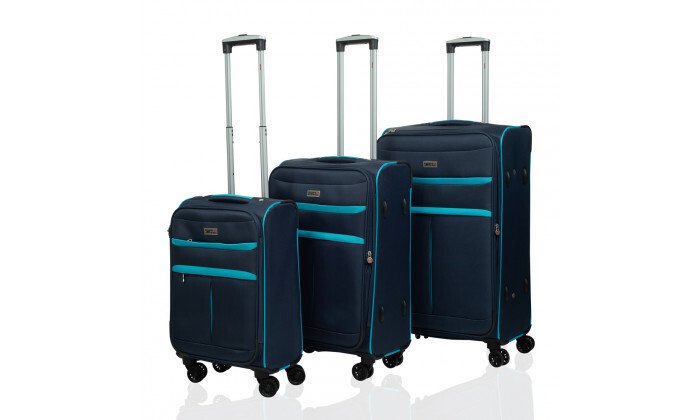 3 סט 3 מזוודות סוויס SWISS עם גלגלי סיליקון - צבע כחול