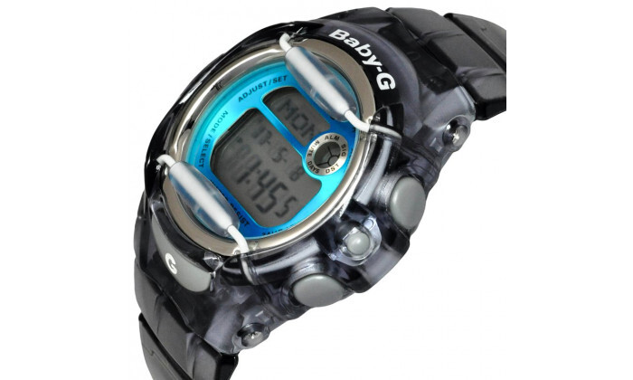 3 שעון דיגיטלי קסיו CASIO דגם Baby-G בצבע אפור-טורקיז