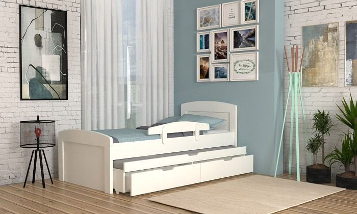 4 מיטת ילדים עם מיטת חבר נשלפת גארוקס GAROX דגם FIONA, אופציה למזרן