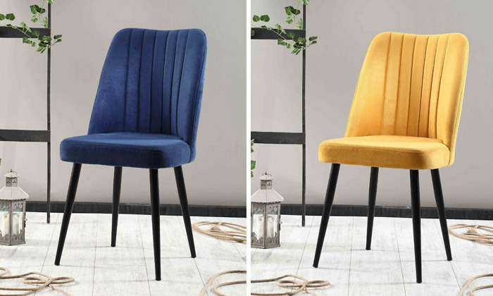 4 4 כיסאות לפינת אוכל בריפוד קטיפה LEONARDO - צבעים לבחירה