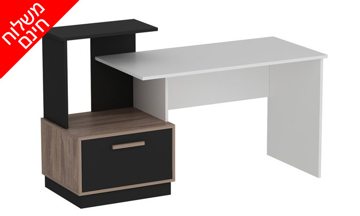 3 שולחן כתיבה עם מדף וארונית צד Tudo Design דגם נמרוד
