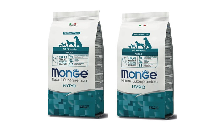 3 אניפט: זוג שקי מזון יבש היפואלרגני לכלבים Monge