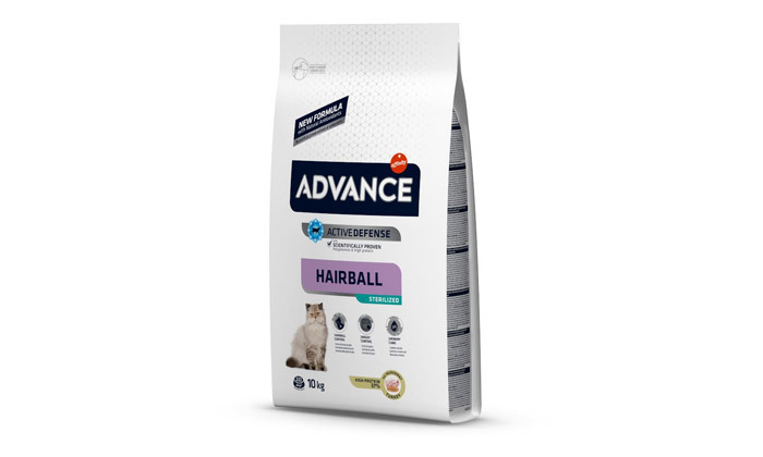 3 אניפט: שק מזון חתולים ADVANCE נגד כדורי פרווה 10 ק"ג