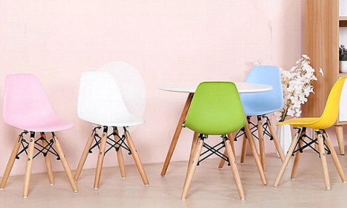 4 סט שולחן בצבע לבן ו-4 כיסאות במבחר צבעים לחדר ילדים