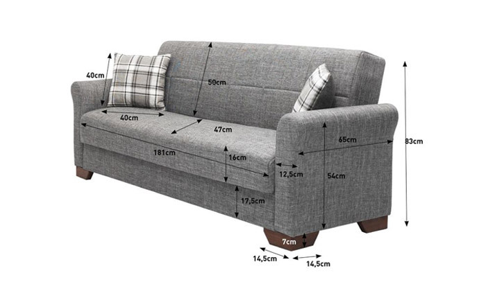 5 ספה תלת-מושבית נפתחת למיטה דגם מלטה - צבע אפור