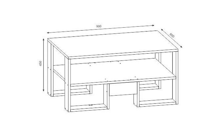 4 סט שולחן סלון, מזנון וזוג מדפים תואמים דגם גאיה