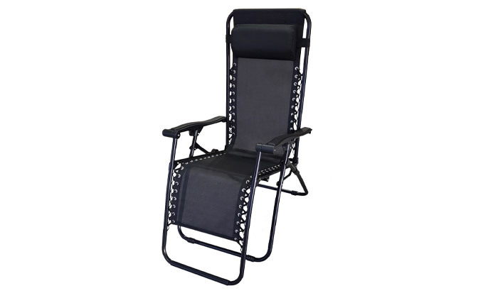 3 כיסא נוח מתקפל 5 מצבים עם כרית ראש - צבע שחור