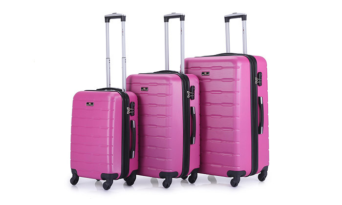 4 סט 3 מזוודות קשיחות 20, 24 ו-28 אינץ' SWISS ROMO - צבעים לבחירה