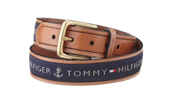 5 חגורת עור בשילוב בד לגברים ולנשים טומי הילפיגר Tommy Hilfiger - צבעים ומידות לבחירה