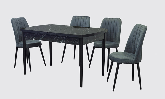 3 שולחן אוכל נפתח עד 170 ס"מ ו-4 כיסאות OR design דגם אמדאוס