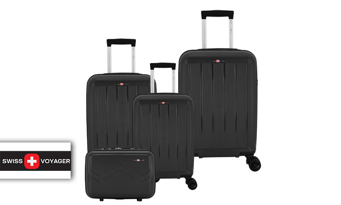2 סט 3 מזוודות קשיחות 20, 26 ו-30 אינץ' SWISS ARIZONA, כולל תיק איפור מתנה