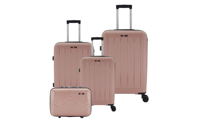 5 סט 3 מזוודות קשיחות 20, 26 ו-30 אינץ' SWISS ARIZONA, כולל תיק איפור מתנה