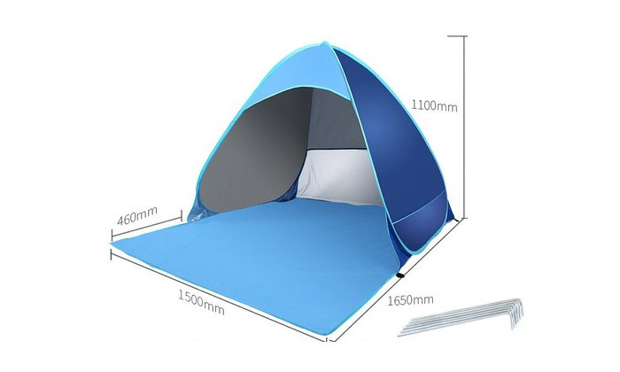 3 אוהל חוף מתקפל פתוח PLAYA - צבע כחול