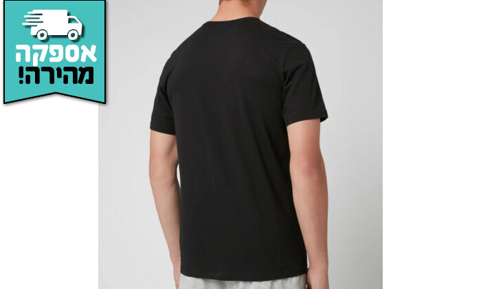 3 חולצה קצרה לגברים Calvin Klein דגם Crew Neck - שחור