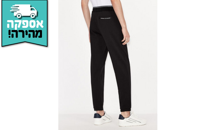 3 מכנסיים לגברים Armani Exchange דגם Jersey Fleece Swearpants בצבע שחור