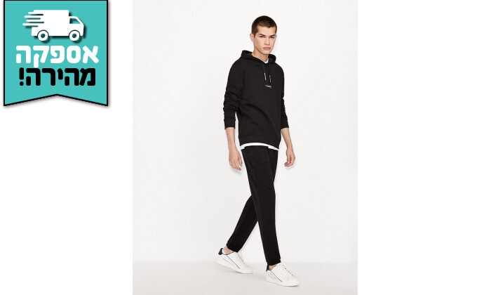 4 מכנסיים לגברים Armani Exchange דגם Jersey Fleece Swearpants בצבע שחור