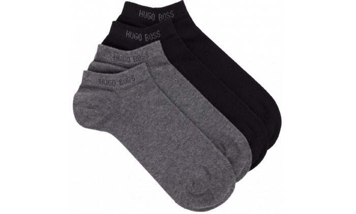 2 2 זוגות גרביים לגבר HUGO BOSS דגם Logo Socks - אפור ושחור