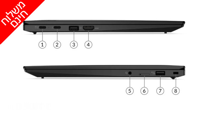 4 מחשב נייד חדש Lenovo דגם ThinkPad X1 Carbon עם מסך מגע "14, זיכרון 16GB ומעבד i7