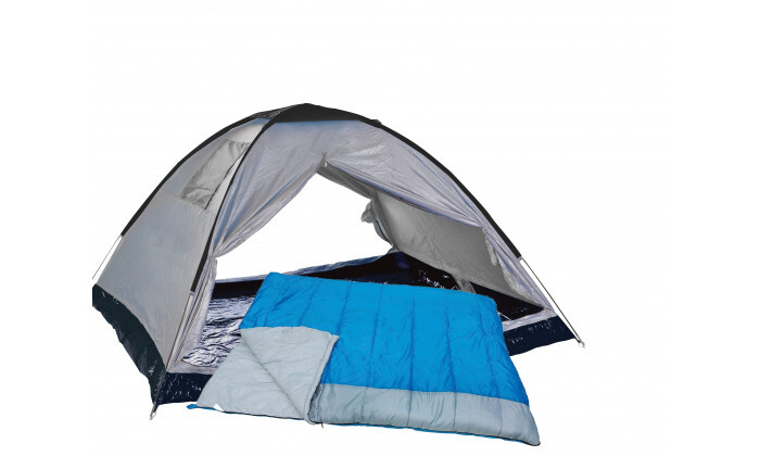 3 אוהל דו-צדדי ל-4 אנשים ושק שינה זוגי CAMPTOWN