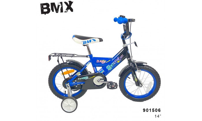 4 אופני BMX לילדים "14 עם גלגלי עזר - צבע כחול