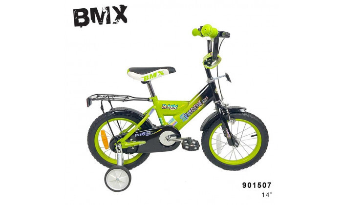 4 אופני BMX לילדים "14 עם גלגלי עזר - צבע ירוק בהיר
