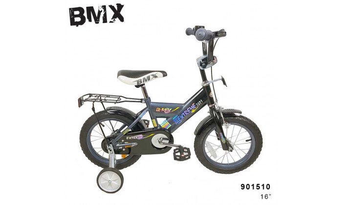 4 אופני BMX לילדים "16 עם גלגלי עזר - צבע אפור