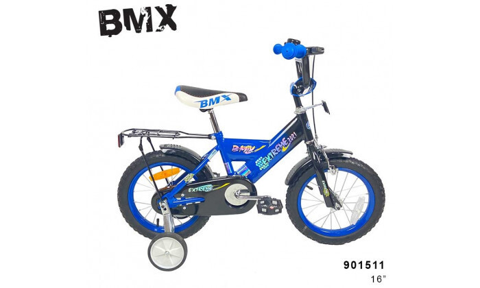 4 אופני BMX לילדים "16 עם גלגלי עזר - צבע כחול