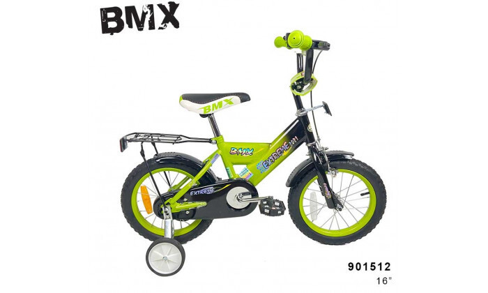4 אופני BMX לילדים "16 עם גלגלי עזר - צבע ירוק בהיר