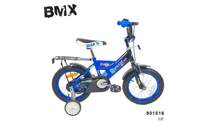 4 אופני BMX לילדים "18 עם גלגלי עזר - צבע כחול