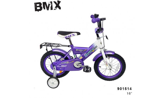 4 אופני BMX לילדים "16 עם גלגלי עזר - צבע סגול