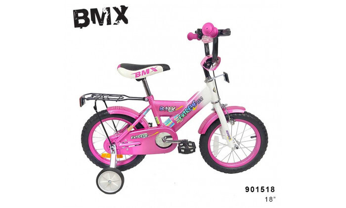 4 אופני BMX לילדים "18 עם גלגלי עזר - צבע ורוד