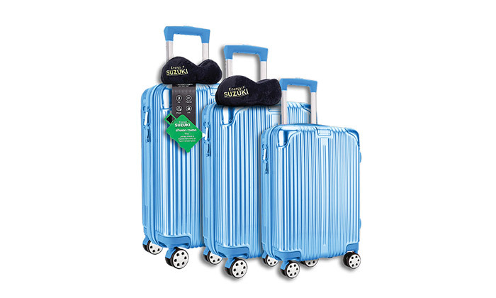 3 סט 3 מזוודות קשיחות "20, "24 ו-"28 SUZUKI Energy כולל 2 כריות ומשקל