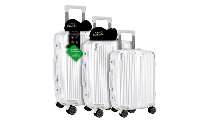 5 סט 3 מזוודות קשיחות "20, "24 ו-"28 SUZUKI Energy כולל 2 כריות ומשקל