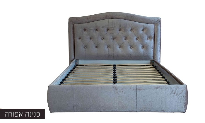 3 מיטה זוגית מרופדת בבד קטיפה עם ארגז מצעים דגם אליסון - צבעים לבחירה