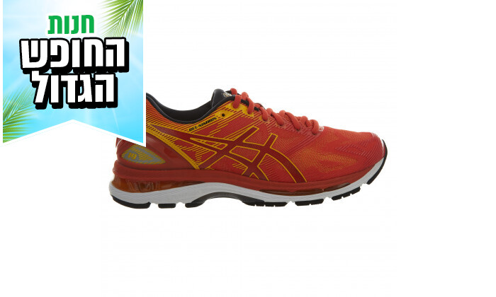 5 נעלי ריצה לגברים Asics דגם GEL-NIMBUS 19 בצבע אדום