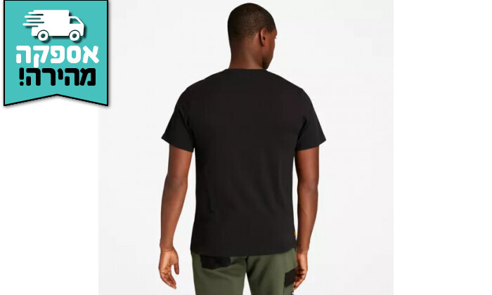 3 חולצה קצרה לגברים Timberland דגם Linear Branded - שחור