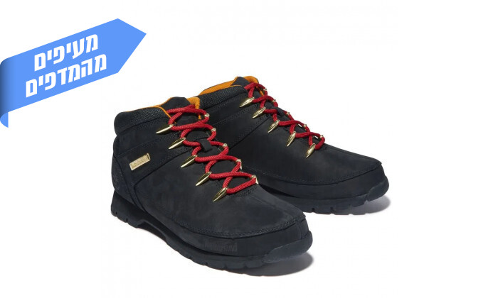 5 מגפיים לגברים Timberland דגם Euro Sprint Hiker - שחור-אדום