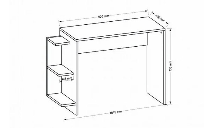 4 שולחן מחשב Twins Design, דגם Marlinda ​​​​​​​צבע לבן