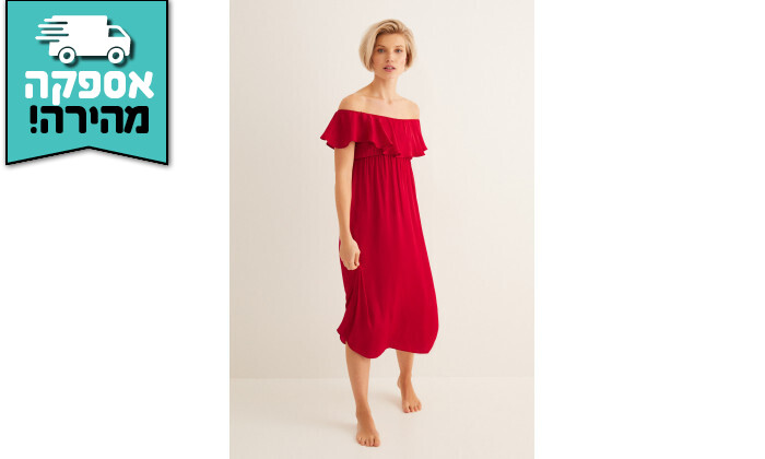6 שמלת סאטן מידי Women'secret בצבע אדום