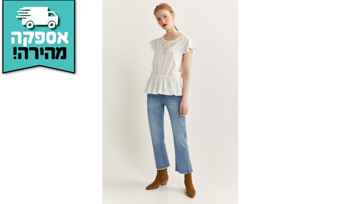5 חולצה לנשים בשילוב תחרה ספרינגפילד SPRINGFIELD - לבן